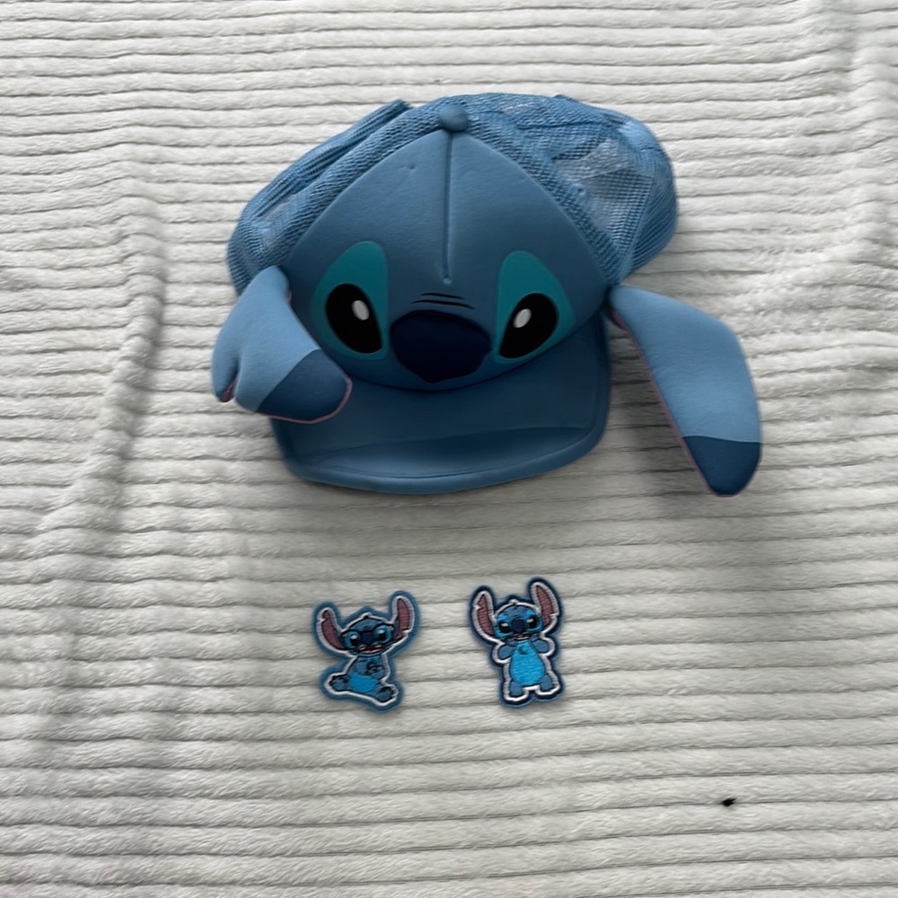 Disney Blue Stitch Kids Hat and stitch patches